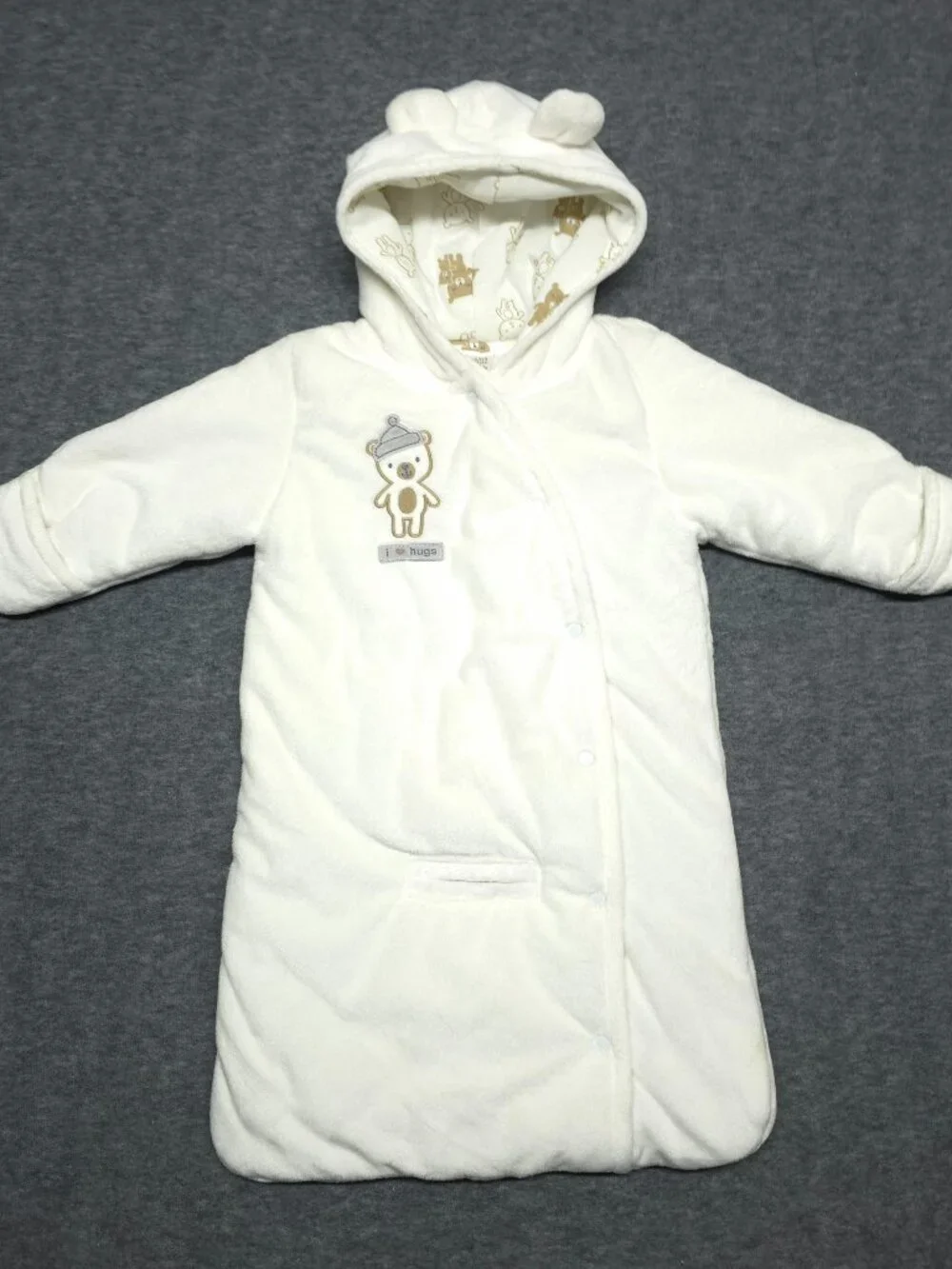 Just One You Carter's White Baby Bunting Bear Hood 3-6M Winter